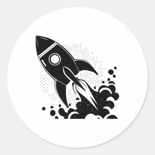 Rocket Essence in zwart en wit Ronde Sticker (Voorkant)