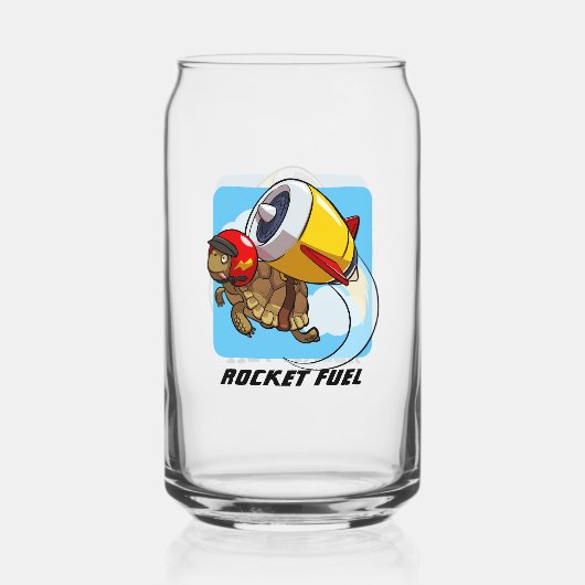 Rocket Fuel Funny Flying Jet Tortoise Cartoon Blikvorm Glas (Voorkant)