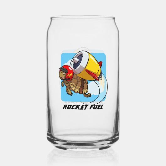 Rocket Fuel Funny Flying Jet Tortoise Cartoon Blikvorm Glas (Achterkant)