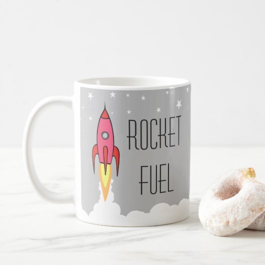 Rocket Fuel Funny Motivatie Caffeine Java Humor Koffiemok (Met donut)