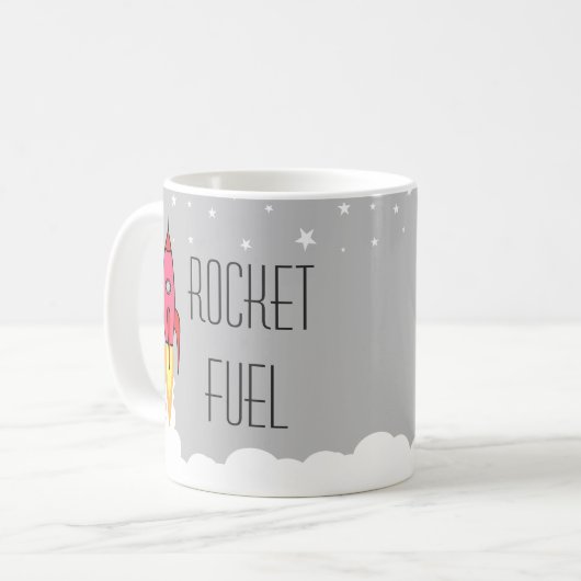 Rocket Fuel Funny Motivatie Caffeine Java Humor Koffiemok (Voorkant links)