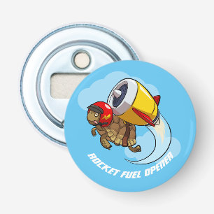 Rocket Fuel Open Jetpack Cartoon Tortoise Button Flesopener