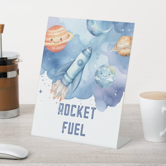 Rocket Fuel Outer Space planeten Jongen verjaardag Reclamebord Met Voetstuk (Insitu)