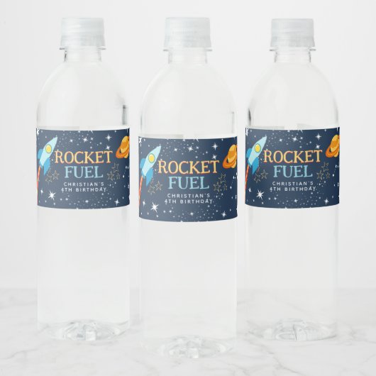 Rocket Fuel Space Water Bottle Label Waterfles Etiket (Flessen)