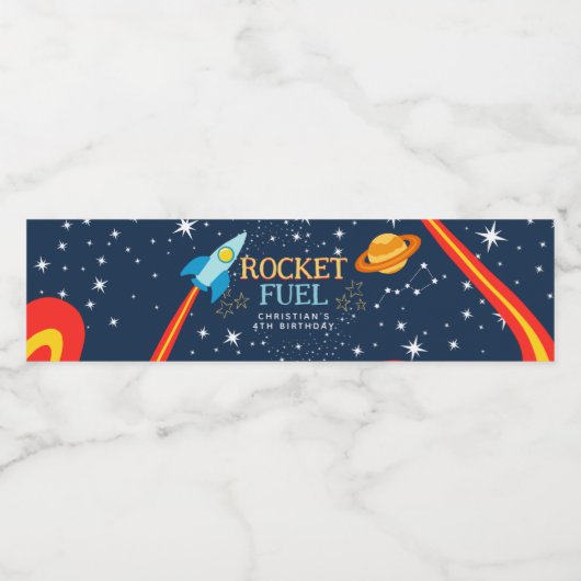 Rocket Fuel Space Water Bottle Label Waterfles Etiket (Enkel label)