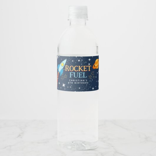 Rocket Fuel Space Water Bottle Label Waterfles Etiket (Voorkant)