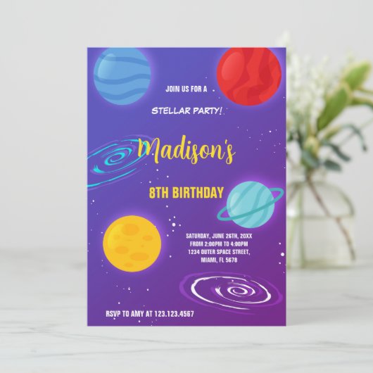 Rocket & Galaxy Theme voor kinderen Kaart (Staand voorkant)