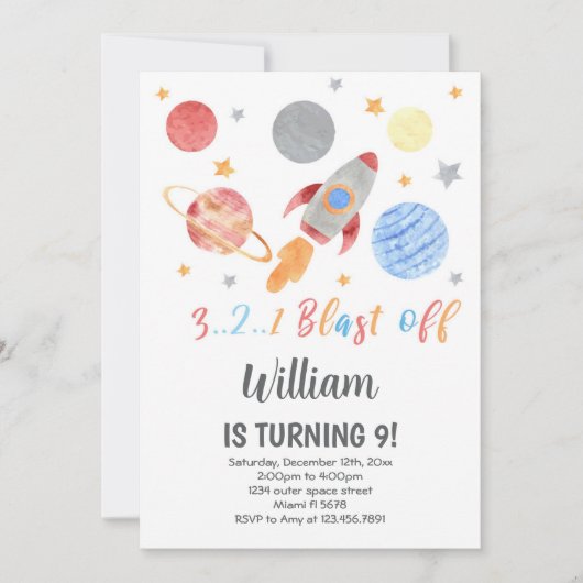 Rocket Galaxy Theme voor kinderen Kaart (Voorkant)