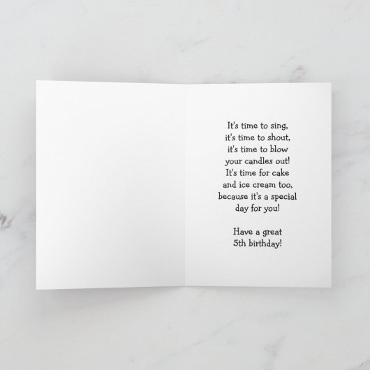 Rocket gepersonaliseerde 5e verjaardag kaart (Binnen)