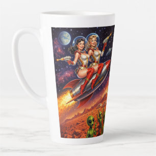 Rocket Girls vs. de Martiaanse Bedreiging Retro Sc Latte Mok