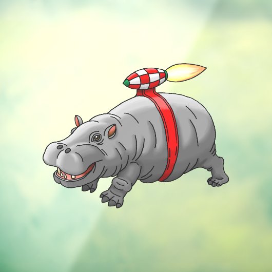 Rocket Hippo Raamsticker (Vel 3)