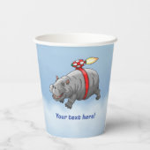 Rocket Hippo Verjaardag Papieren Bekers (Achterkant)