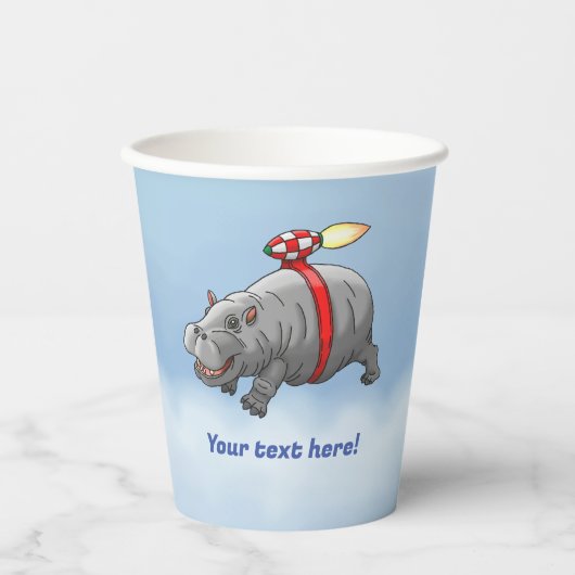Rocket Hippo Verjaardag Papieren Bekers (Voorkant)