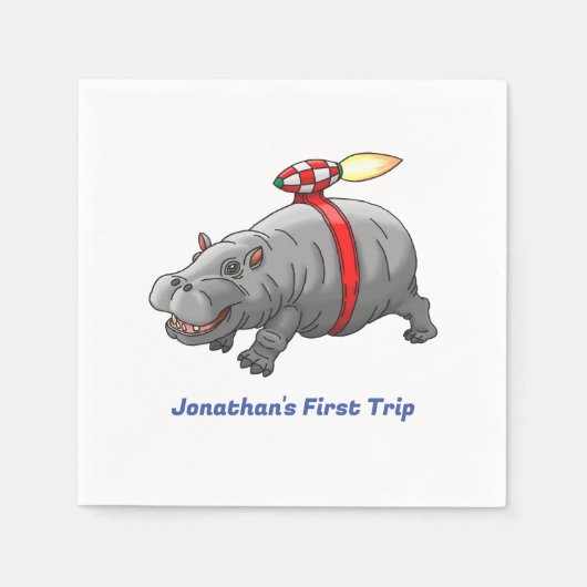 Rocket Hippo Verjaardag Servet (Voorkant)