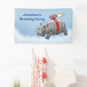 Rocket Hippo Verjaardag Spandoek (Insitu)