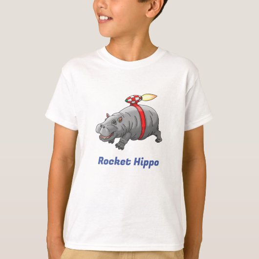 Rocket Hippo Verjaardag T-shirt (Voorkant)