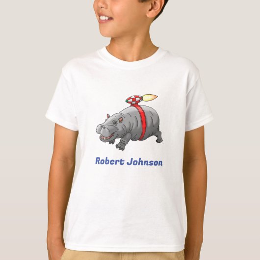 Rocket Hippo Verjaardag T-shirt (Voorkant)