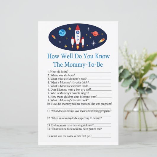 Rocket Hoe goed ken je baby shower game? (Staand voorkant)