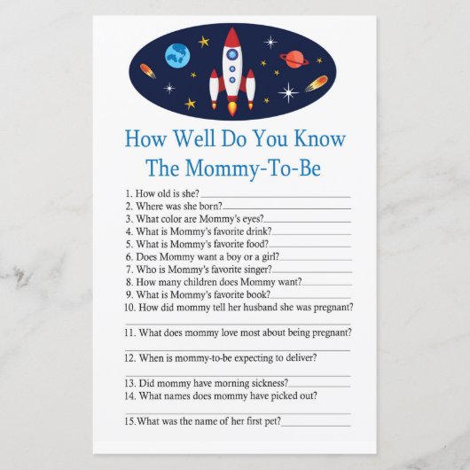 Rocket Hoe goed ken je baby shower game? (Voorkant)