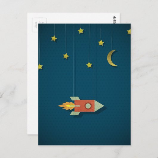 Rocket in de ruimte Briefkaart (Voorkant / Achterkant)