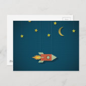  Rocket in de ruimte Briefkaart (Voorkant / Achterkant)