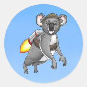 Rocket Koala Ronde Sticker (Voorkant)