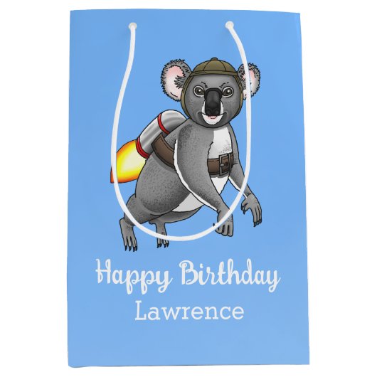 Rocket Koala Verjaardag Medium Cadeauzakje (Voorkant)