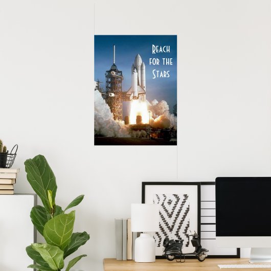 Rocket Launch | Bereik voor de sterren Poster (Thuiskantoor)