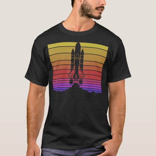 Rocket Launch Blast Off Astronomie Retro Space T-shirt (Voorkant)