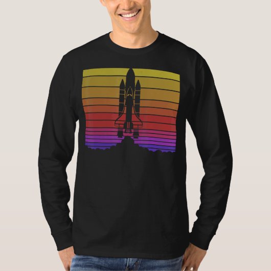 Rocket Launch Blast Off Astronomie Retro Space T-shirt (Voorkant)