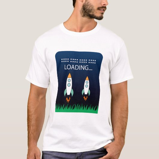 Rocket Launch Fun Gevulde, Kleurrijke Sci-Fi T-shirt (Voorkant)
