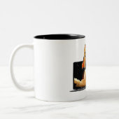 Rocket Launch Laptop Startup Entrepreneur Online B Tweekleurige Koffiemok (Links)