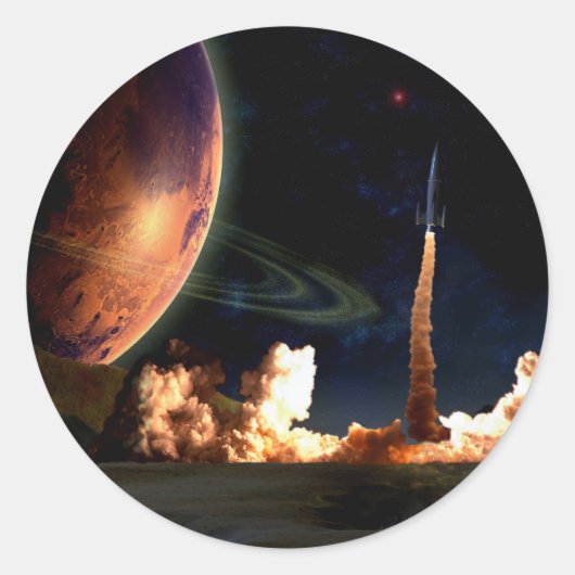 Rocket Launch Ronde Sticker (Voorkant)