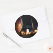 Rocket Launch Ronde Sticker (Envelop)