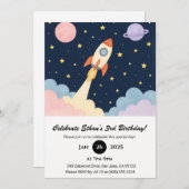 Rocket Launch & Sterrennacht Sky Verjaardag Kaart (Voorkant / Achterkant)