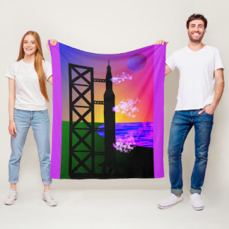 Rocket Launch Throw, pinnen en purples Fleece Deken