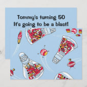 Rocket Man Retro Gemini Rockets in Space Party Kaart (Voorkant / Achterkant)