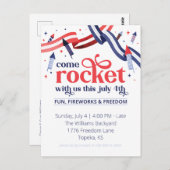 Rocket met ons Vierde uitnodiging van juli (Voorkant / Achterkant)