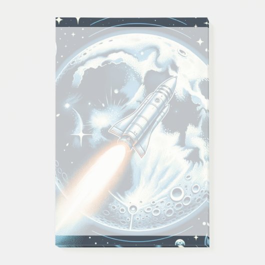 Rocket Moon Space Dry Erase Board Zwart Post-it® Notes (Voorkant)
