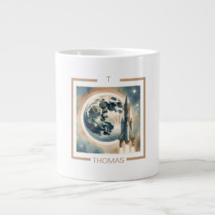 Rocket Moon Space Monogram Grote Koffiekop