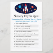 Rocket Nursery Rhyme Quiz baby shower game (Voorkant)
