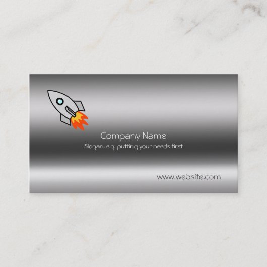 Rocket on metallic-look template visitekaartje (Voorkant)