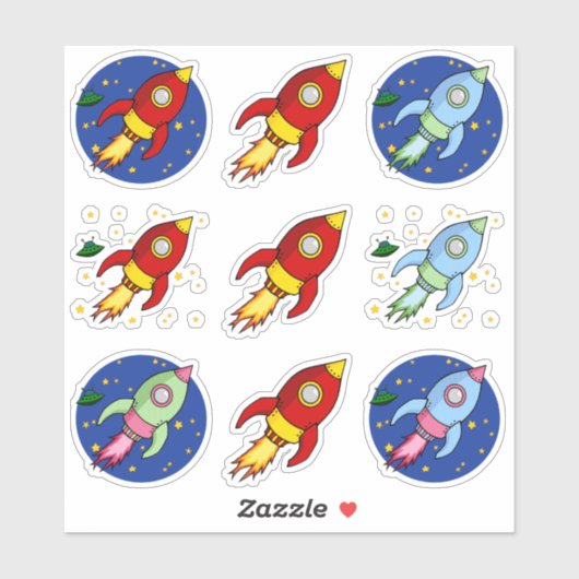 Rocket op maat gesneden Stickers (Vel)