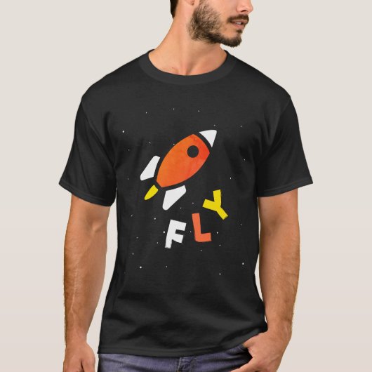 Rocket - Oranje en gele Abstracte Pop Art. FLY! T-shirt (Voorkant)