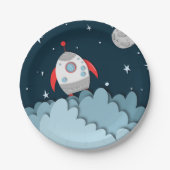 Rocket Outer Space Birthday Party Papieren Bordje (Voorkant)