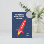 Rocket Outer Space Moon Klasse Valentijns Feestdagenkaart (Staand voorkant)