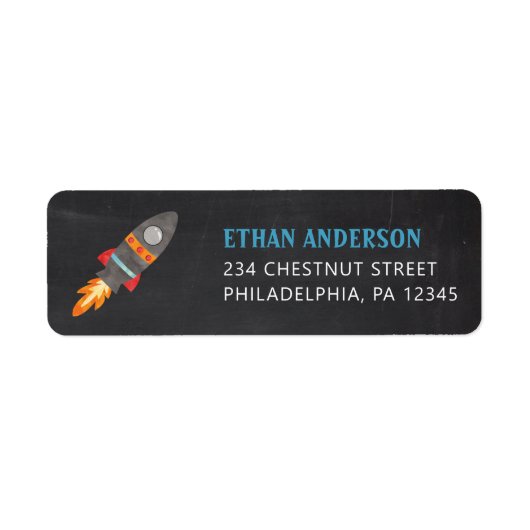 Rocket Outer Space Return Address Labels (Voorkant)