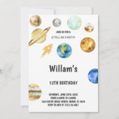 Rocket Outer Space verjaardagsuitnodiging Kaart (Voorkant)