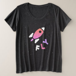 Rocket - Paarse en rozeAbstracte Pop Art. FLY! Grote Maat T-shirt