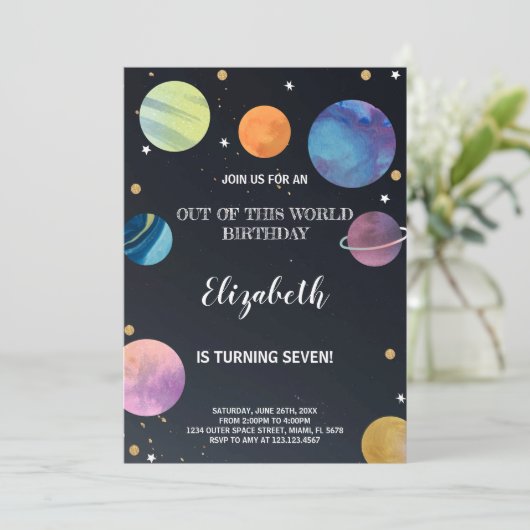 Rocket & Planet Galaxy Thema voor kinderen Kaart (Staand voorkant)